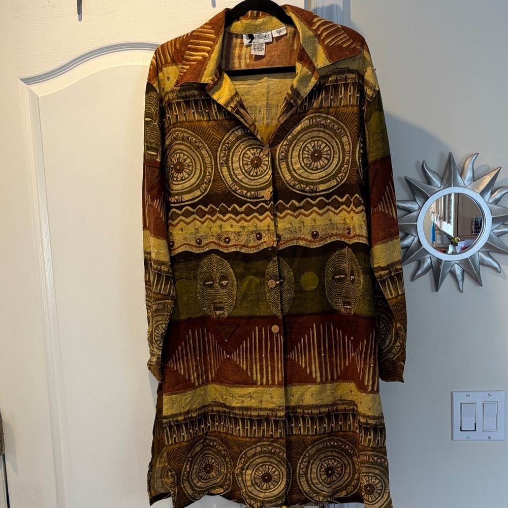 ESSENCE BY MAIL LADIES BROWN BEAD SHIRT DRESS/TUNIC TOP-S
